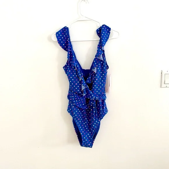LILLY PULITZER Delphie Ruffle Plunge V-neck
Blue One piece Swimsuit size 10 NWT - Picture 4 of 9